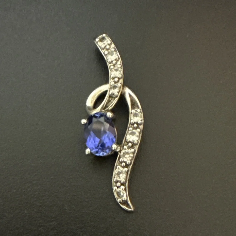 Topaz White Sapphire Infinity Pendant 925 Sterling Silver‎ Vintage